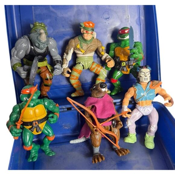 Vintage 1988–1990 TMNT Action Figure Lot Thermos Lunchbox – Playmates - Picture 1 of 16